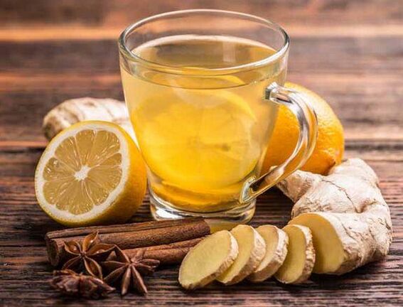 Tea with ginger, lemon, cinnamon and cloves for a permanent erection